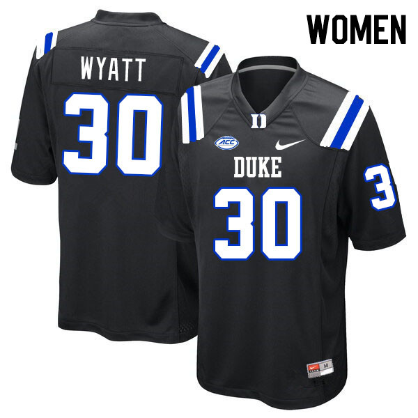 Women #30 Carter Wyatt Duke Blue Devils College Football Jerseys Stitched-Black